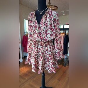 Vici Floral Mini Dress - Red and White